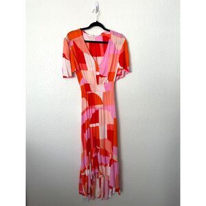 Abel The Label ATL Flutter Sleeve Hi Low Dress Pink Orange Medium